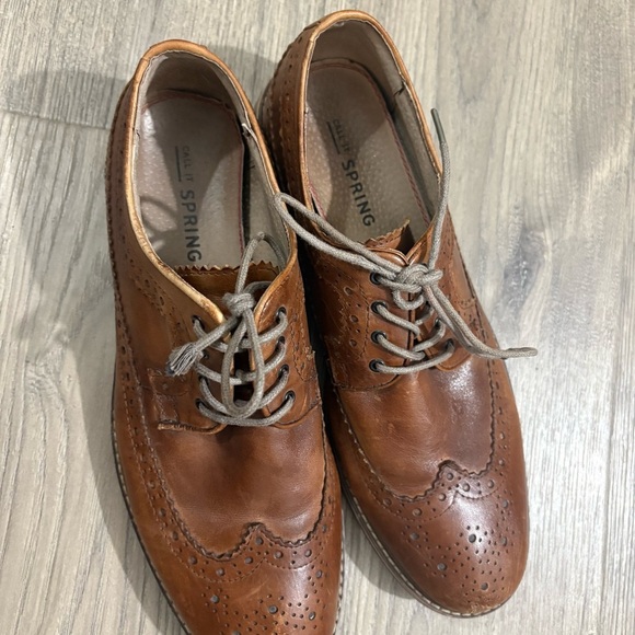 Men's Wingtip Brown Oxford Leather Dress Shoes Call it Spring Sz 11 Classic - Picture 6 of 10